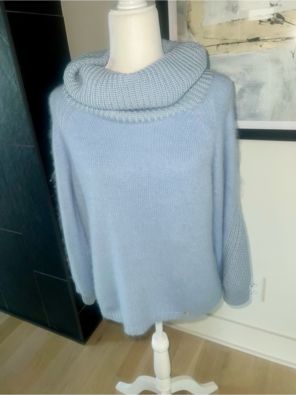 Luisa Spagnoli Flattering Powder Blue Cowl Neck Sweater